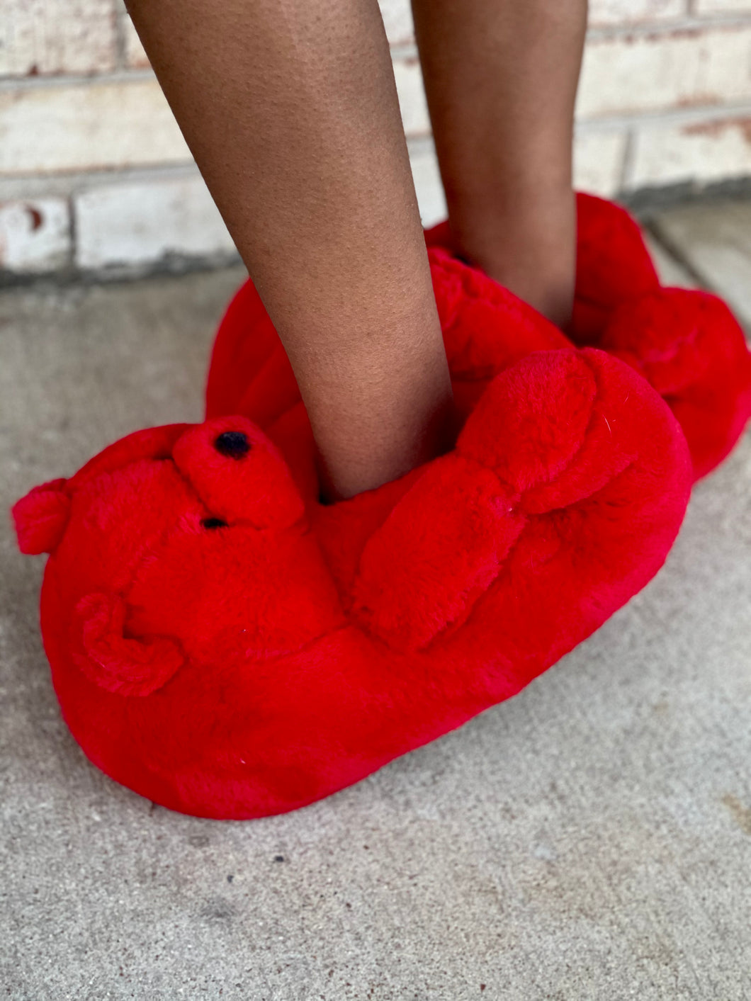 Red Teddy Slippers