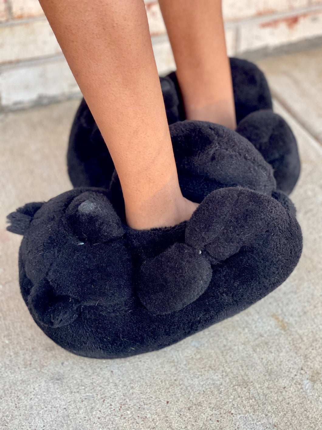 Black Teddy Slippers